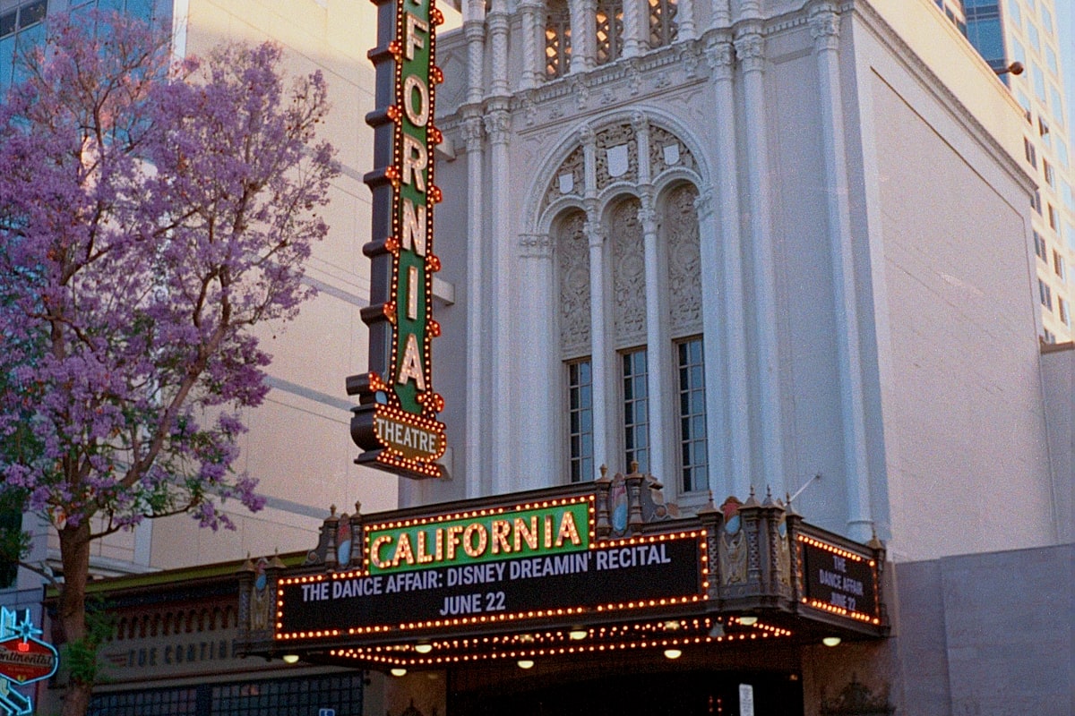 The California Theatre marquee on South First Street in downtown San Jose